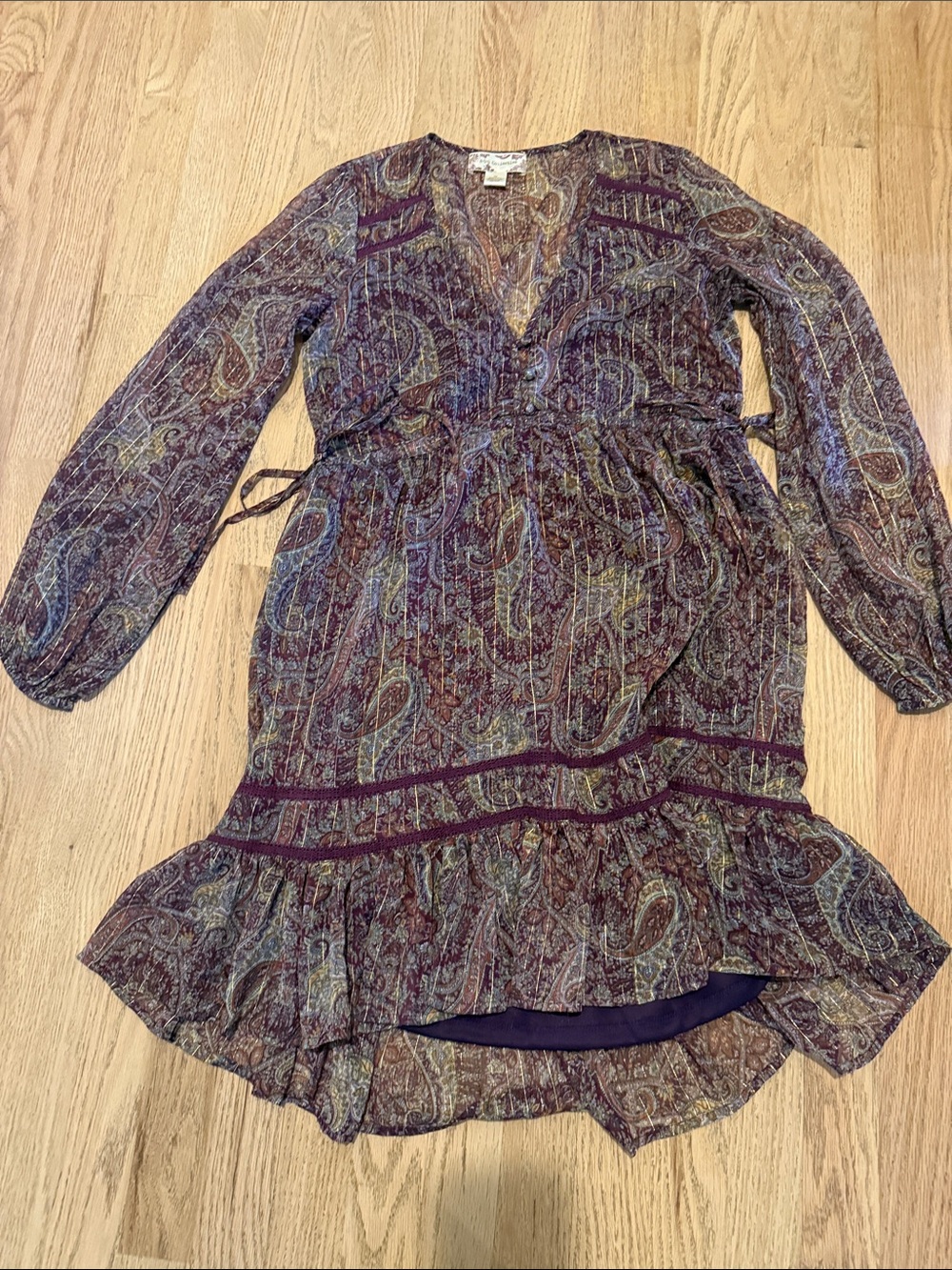 Women's Purple Paisley Ruffle Dress
